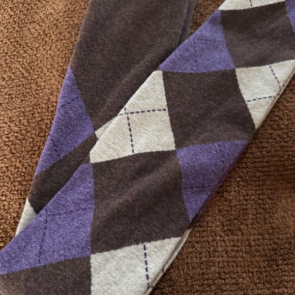 Vintage Me Moi Brown and Purple Argyle Footed Sweater Tights S/M - Picture 2 of 4